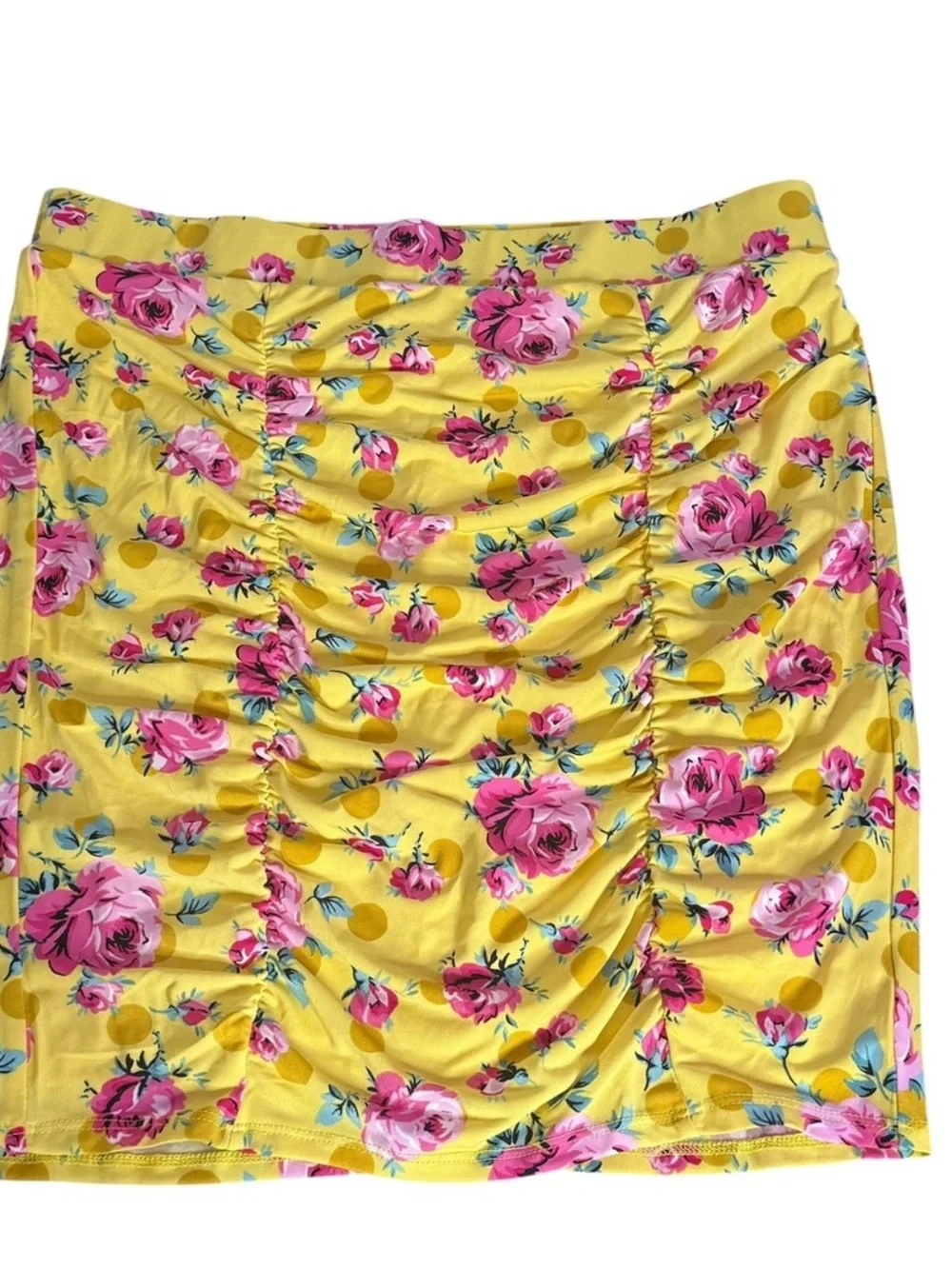 Betsey Johnson x Torrid Yellow Floral Polka Dot Matching Skirt Set